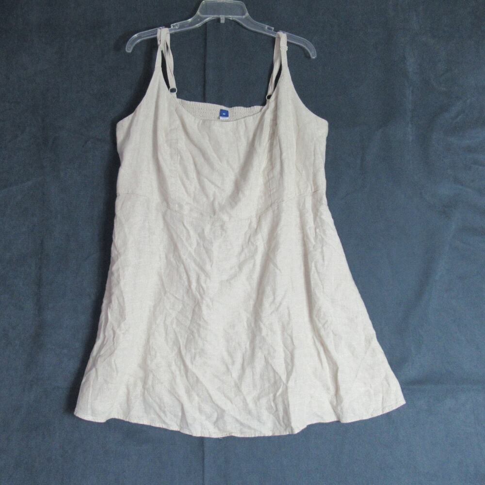 Old Navy Dress Womens Size 2X Beige Linen Blend Shift Preppy Beach Coastal